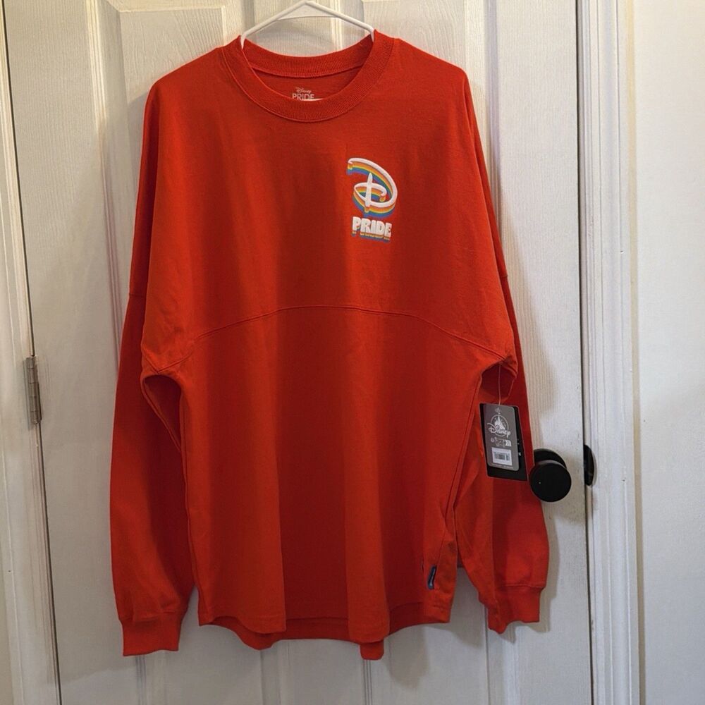 Disney Pride Collection Spirit Jersey Red Rainbow Long Sleeve Shirt XL NWT
